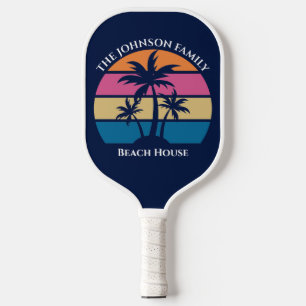 Cute Tropical Beach Palm Tree Custom Beach House Pickleball Paddle