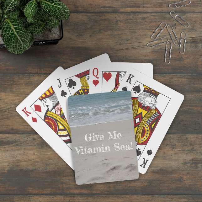 Cute Tropical Beach Waves Sand Vitamin Sea Quote Playing Cards (Creator Uploaded)