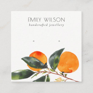 Cute Tropical Boho Mandarin Stud Earring Display Square Business Card