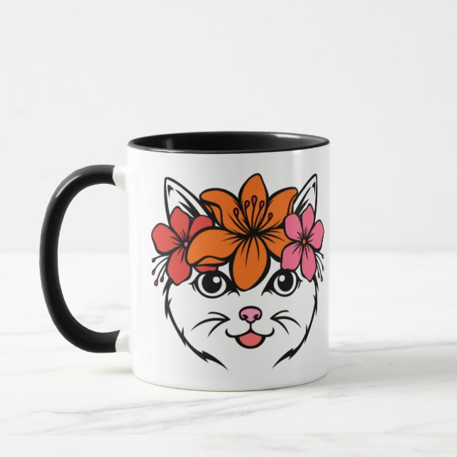 Cute Tropical Cat Mug (Left)