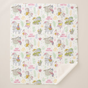 Cute Tropical Christmas Sherpa Blanket