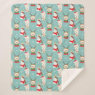 Cute Tropical Christmas Sherpa Blanket