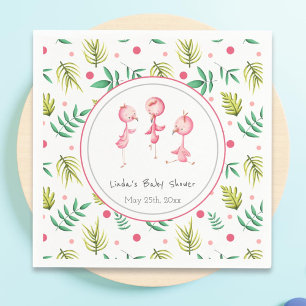 Cute Tropical Flamingo Personalised Baby Shower Napkin