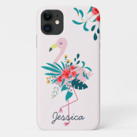 Cute Tropical Floral Flamingo
