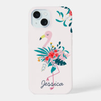 Cute Tropical Floral Flamingo