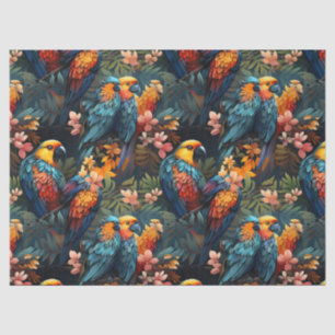 Cute Tropical Floral Jungle Birds Decoupage  Tissue Paper