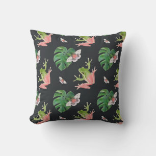 Cute Tropical Frog and Butterfly Pattern Cushion