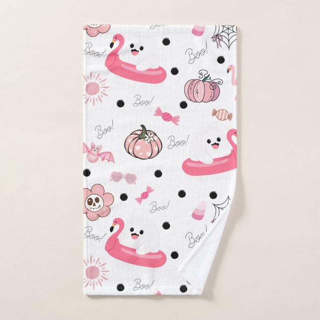 Cute Tropical Halloween – Ghosts & Flam Hand Towel (Hand Towel)
