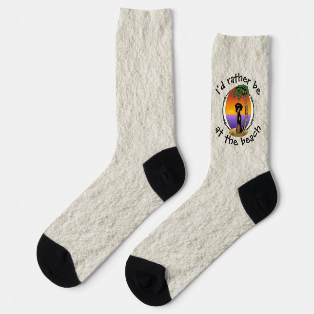 Cute Tropical Island Beach Dachshund (black & tan) Socks (Left)