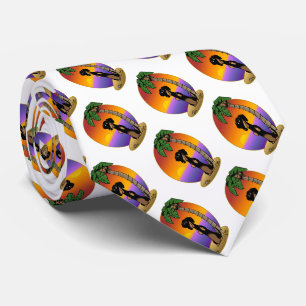 Cute Tropical Island Beach Dachshund (black & tan) Tie