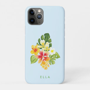 Cute tropical island floral watercolor flower name Case-Mate iPhone case