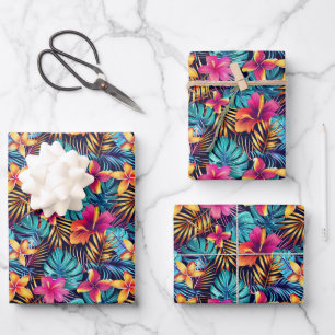 Cute Tropical jungle tiled floral Wrapping Paper Sheet