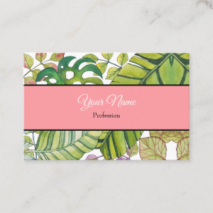 Cute Tropical Leaves In Watercolor Business Card