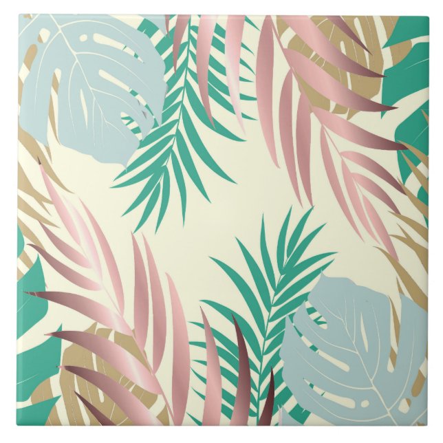 Cute Tropical Leaves Tile (Front)