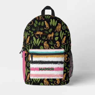 Cute Tropical Leopards Custom Name Printed  Backpack