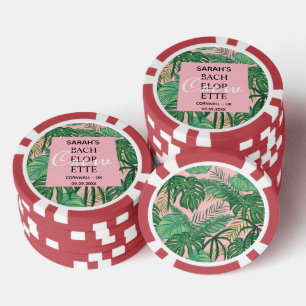 Cute Tropical Palm Pink Bachelorette Wedding Poker Chips