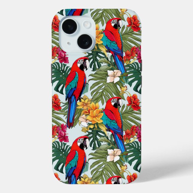 Cute tropical parrot pattern beach Case-Mate iPhone case (Back)