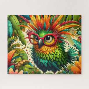 Cute Tropical Parrot With Glasses Jigsaw Puzzle