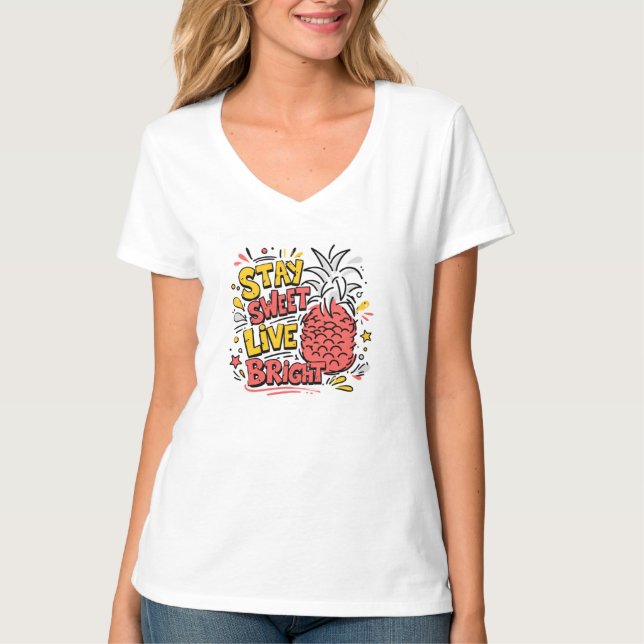 Cute Tropical Pineapple Graphic Tee (Front)