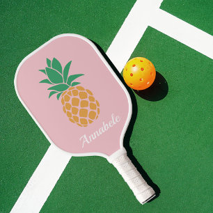 Cute Tropical Pineapple Monogram Pickleball Paddle