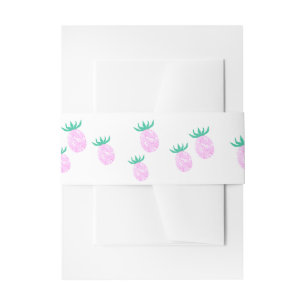 Cute Tropical Pink Pineapple Pattern Invitation Belly Band