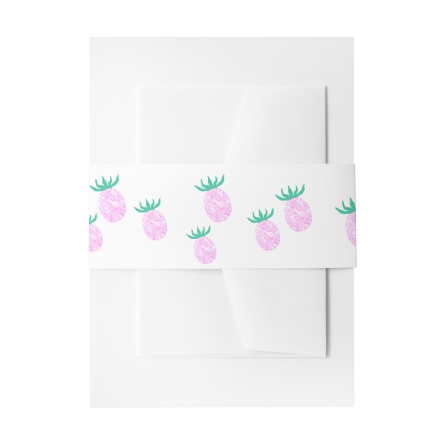 Cute Tropical Pink Pineapple Pattern Invitation Belly Band (Front Example)
