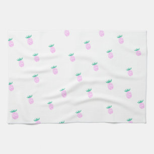 Cute Tropical Pink Pineapple Pattern Tea Towel