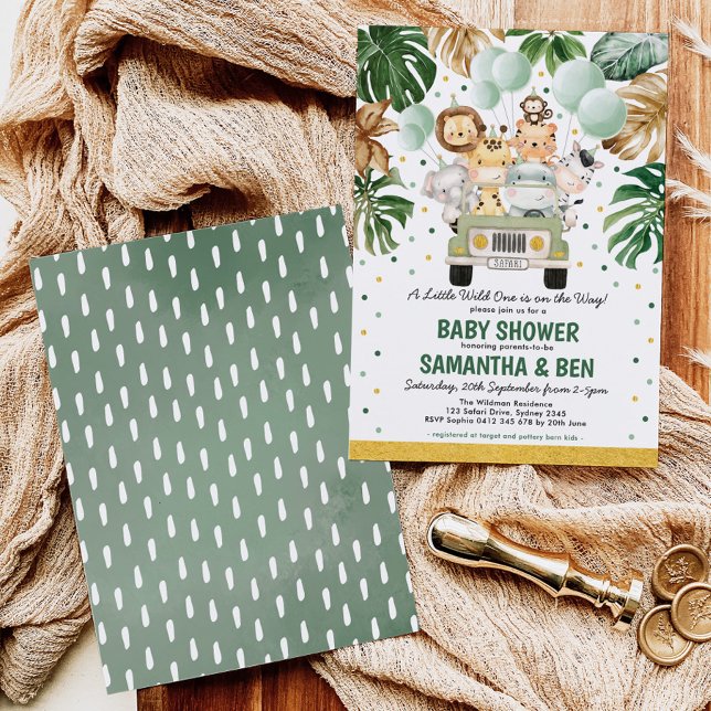 Cute Tropical Safari Jungle Animals Baby Shower Invitation (Creator Uploaded)