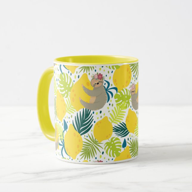Cute Tropical Sloths Mug (Front Left)