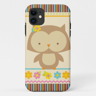Cute tropical stripes owl girls iphone 5 case