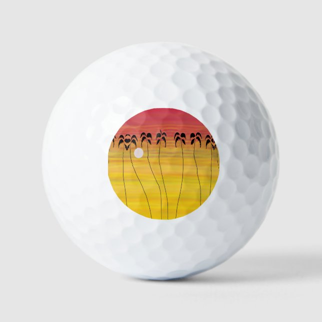 Cute Tropical Summer Sunset Golf Balls (Front)