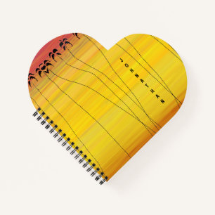 Cute Tropical Sunset and Silhouette Coconut Trees Notebook