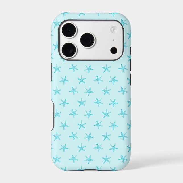 Cute Tropical Teal Blue Starfish Pattern (Back)