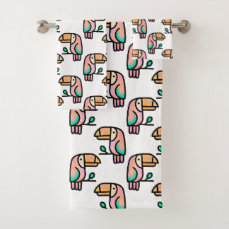 cute tropical toucan bird animal gift for kids bath towel set