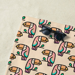 cute tropical toucan bird animal gift for kids beach towel