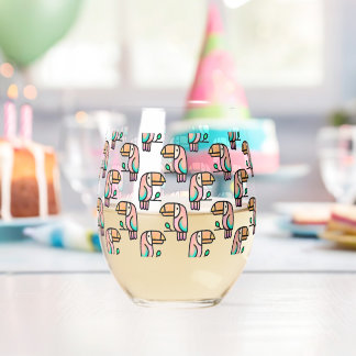 cute tropical toucan bird animal gift for kids stemless wine glass