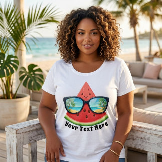 Cute Tropical Watermelon Summer Holiday Custom Plus Size T-Shirt