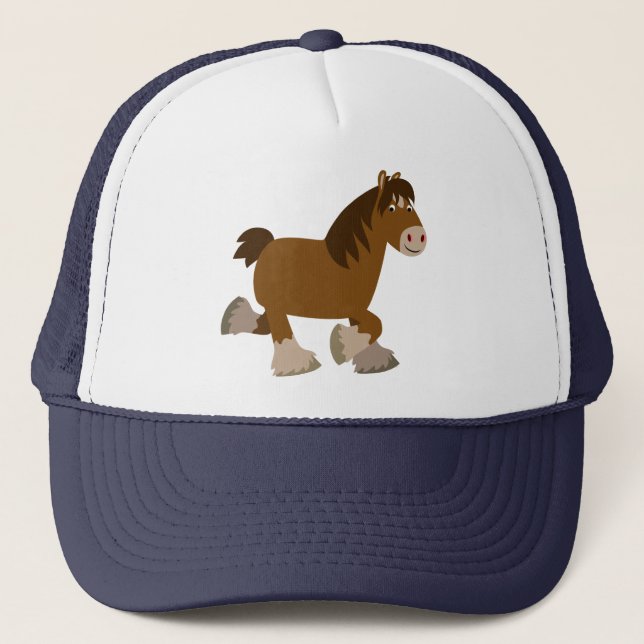 Cute Trotting Cartoon Shire Horse Hat (Front)