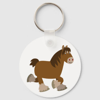 Cute Trotting Cartoon Shire Horse Keychain