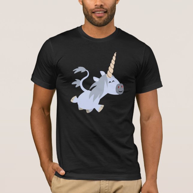Cute Trotting Cartoon Unicorn T-Shirt (Front)
