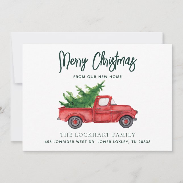 Cute Truck Christmas Holiday Moving Announcement (Front)