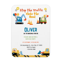 Cute Truck Construction Birthday Party Invitation