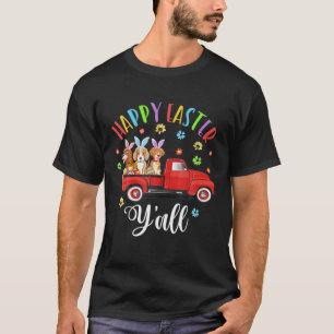 Cute Truck Dog Bunny Happy Easter T-Shirt