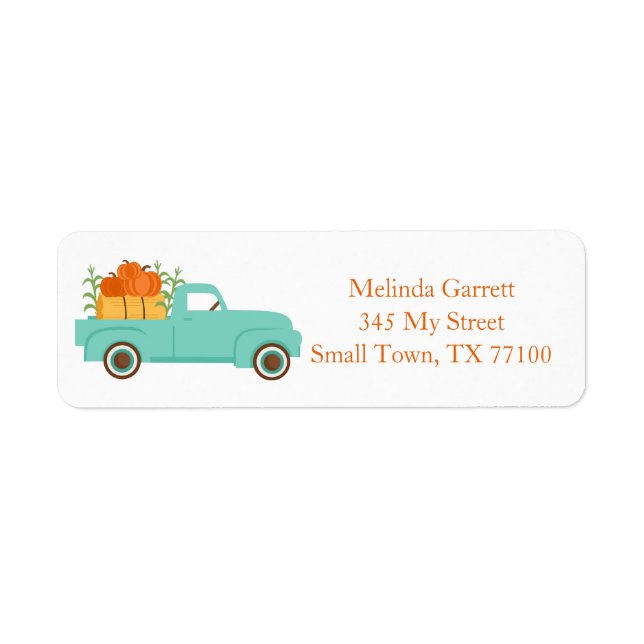 Cute Truck Pumpkins Country Fall Custom Address (Front)