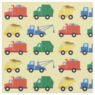 Cute Trucks Construction Kids Dump Garbage Fabric