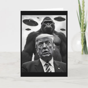 Cute Trump Bigfoot Selfie With Ufos Weird Alien Fu Card