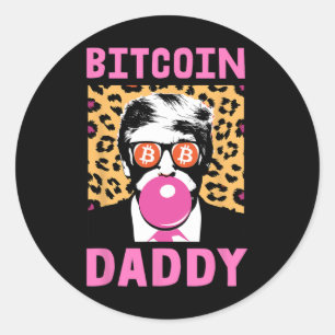 Cute Trump Bitcoin Daddy Crypto Finance Money Crew Classic Round Sticker