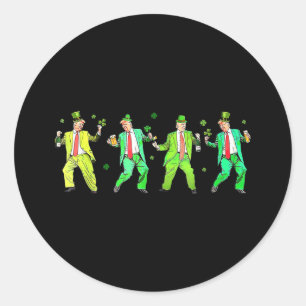 Cute Trump Dance St. Patricks Day Funny Trump Patr Classic Round Sticker
