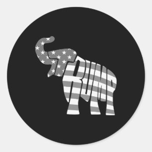 Cute Trump Gift Proud American Flag Elephant For M Classic Round Sticker