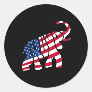 Cute Trump Gift Proud American Flag Elephant For M Classic Round Sticker